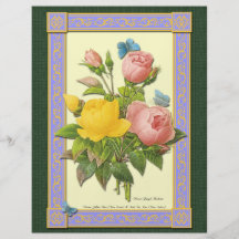 Botanical Pink Yellow Roses Custom Flyer