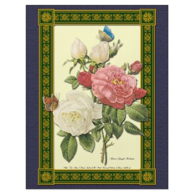 Botanical Red White Roses Custom Flyer by thegardenpages