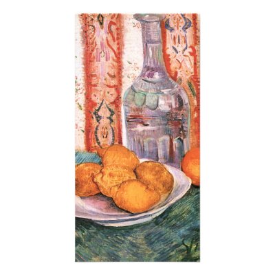 Bottle and lemons on a plate by van Gogh Photo Card Template by VanGoghs