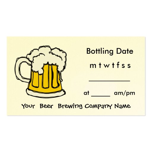 Bottle Appointment Brewing Company, Bar, U-Brew Business Card