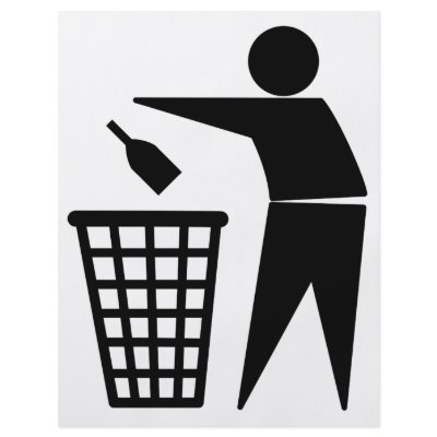 Bottle into Trash Can Symbol Flyer Design by Symbolical