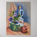 Bottle with plants still life posters
