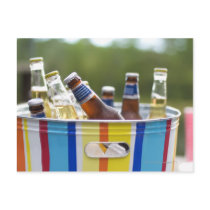 Bottles of beer in ice bucket postcard