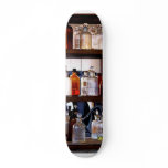 Bottles of Chemicals on Shelves skateboards