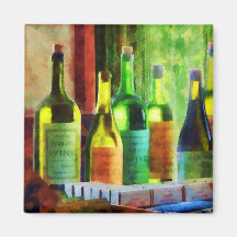 Bottles of Wine Near Window Fridge Magnets