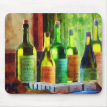 Bottles of Wine Near Window Mouse Pad