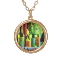 Bottles of Wine Near Window Necklace