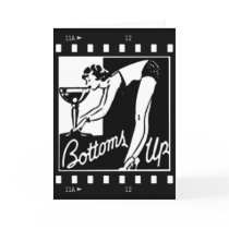 Bottoms Up Retro Lady Drinking Huge Martini