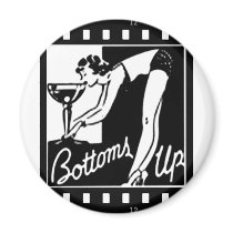 Bottoms Up Retro Lady Drinking Huge Martini