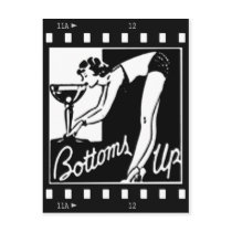 Bottoms Up Retro Lady Drinking Huge Martini