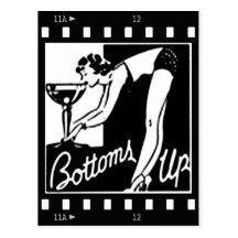 Bottoms Up Retro Lady Drinking Huge Martini Post Card