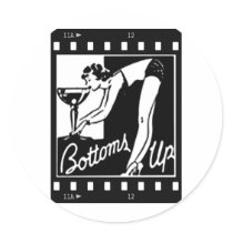 Bottoms Up Retro Lady Drinking Huge Martini