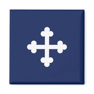Bottony Blue Flag Refrigerator Magnet by Croeswyn