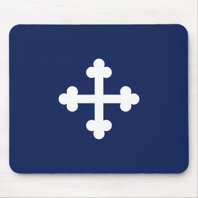 Bottony Blue Flag Mouse Pads by Croeswyn