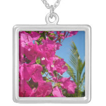 Bougainvillea and Palm Tree Necklace