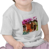 Bougainvillea growing outside a house, Mykonos, Gr T Shirt