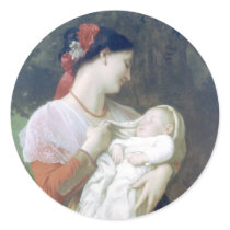 Bouguereau - Admiration Maternelle Round Stickers