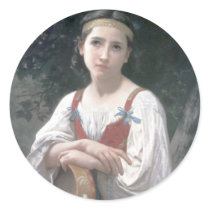 Bouguereau - Bohemienne au Tambour de Basque Round Stickers