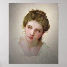 Bouguereau - Étude de Tête de Femme Blonde de Face Posters