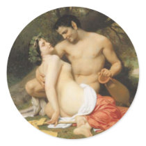 Bouguereau - Faune et Bacchante Round Stickers