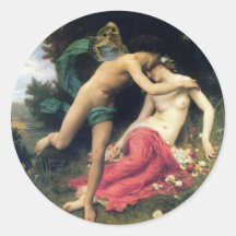 Bouguereau - Flore et Zephyre Round Stickers