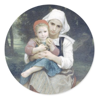 Bouguereau - Frere et Soeur Bretons Round Sticker by wesleyowns