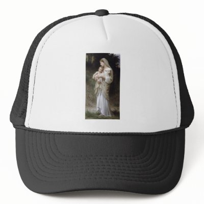 Bouguereau Innocence Lady Child Lamb Trucker Hats by EDDESIGNS