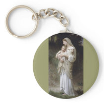 Bouguereau Innocence Lady Child Lamb Keychains