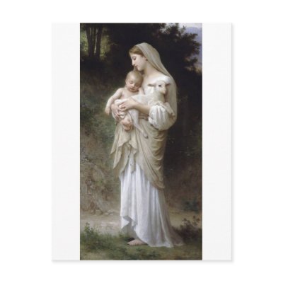 Bouguereau Innocence Lady Child Lamb Postcard by EDDESIGNS