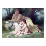 Bouguereau - Jeune Femme Contemplant Deux Enfants Greeting Cards