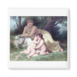 Bouguereau - Jeune Femme Contemplant Deux Enfants Refrigerator Magnet
