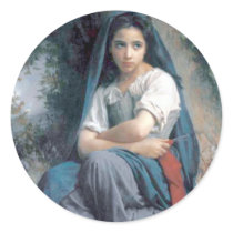 Bouguereau - La Petite Tricoteuse Round Sticker