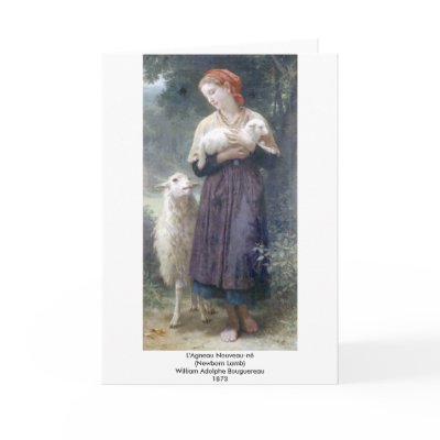 Bouguereau - L'Agneau Nouveau-ne Greeting Card by wesleyowns