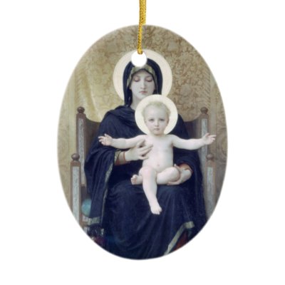Bouguereau - Madone Assise Christmas Tree Ornaments by wesleyowns