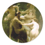 Bouguereau - Nymphes et Satyre Round Stickers