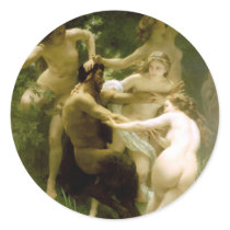 Bouguereau - Nymphes et Satyre Round Stickers
