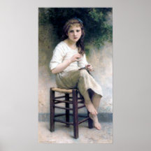 Bouguereau - Petite Fille Assise Brodant Posters