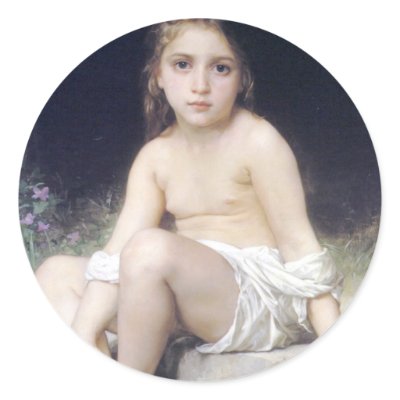 Bouguereau - Petite Fille au Bord de l'Eau Sticker by wesleyowns
