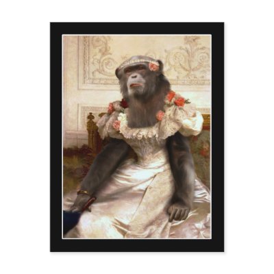 Bouguereau's Chimp in Gown Postcards by SpoofingTheArts