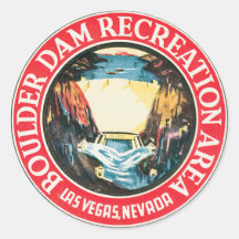 Boulder Dam Recreation Area Ad Round Stickers