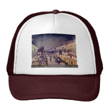 Boulevard Montmartre At Night By Pissarro Camille Mesh Hat