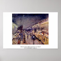 Boulevard Montmartre At Night By Pissarro Camille Poster