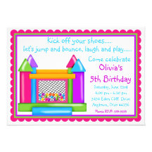 Bounce House Birthday Invitations- Girl Colours