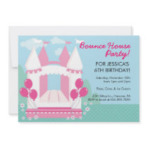 Bounce House Girl's Birthday Party Invitations