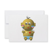 Bouncing baby boy with 2 rattles