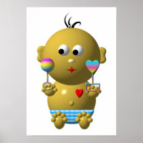 Bouncing baby boy with 2 rattles