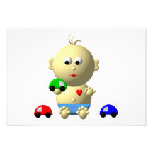 BOUNCING BABY BOY WITH 3 TOY CARS CUSTOM INVITE
