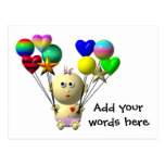 BOUNCING BABY GIRL WITH 10 BALLOONS POSTCARD