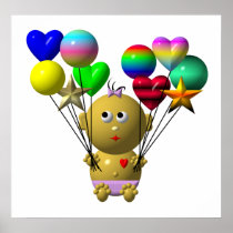 BOUNCING BABY GIRL WITH 10 BALLOONS