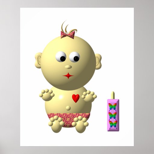BOUNCING BABY GIRL WITH 1 BOTTLE PRINT
